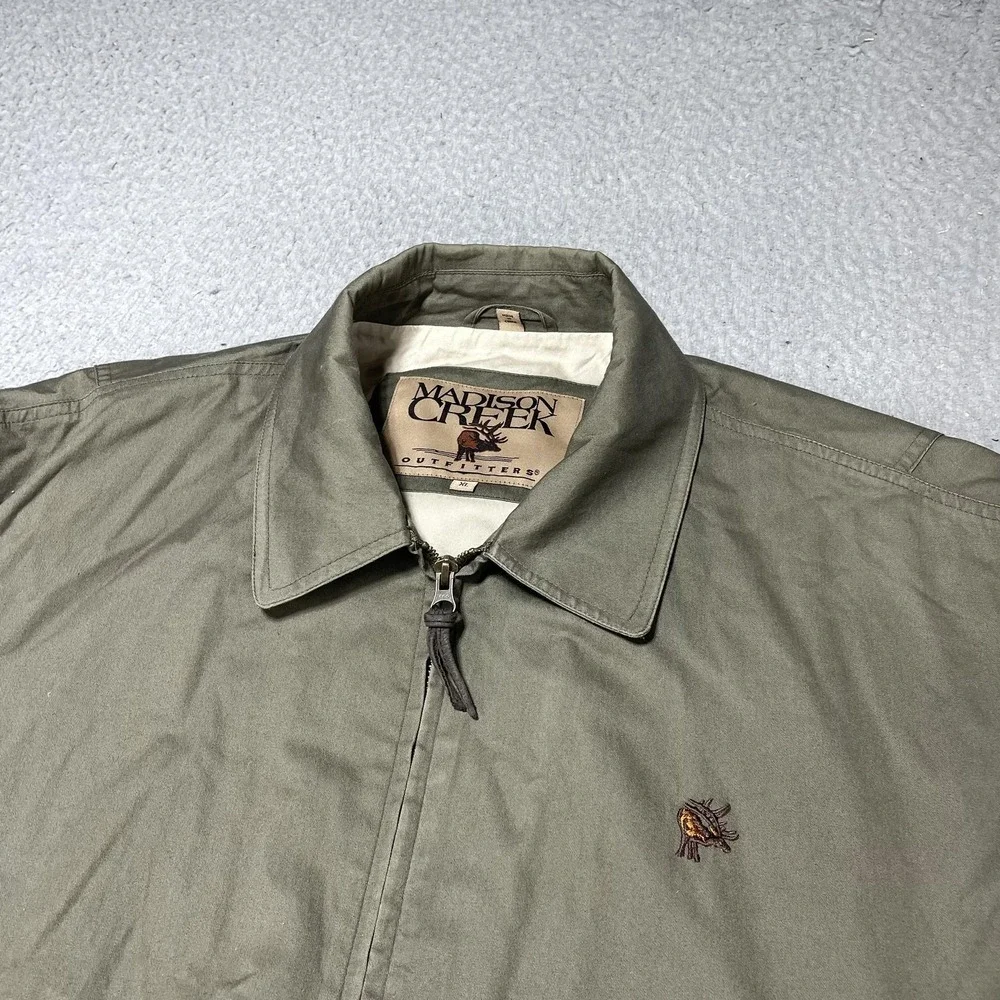 Madison Creek Outfitters Jacket Mens XL‎ Green Canvas Bomber Lined Zip Outdoor